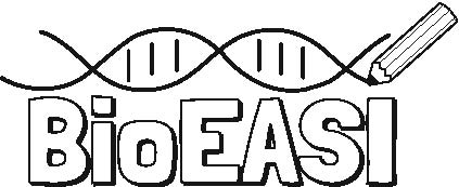 Logo for Bio Education and Art for Science Innovation (BioEASI). The logo shows the name BioEASI with a pencil drawing a double-helix DNA strand above the name.
