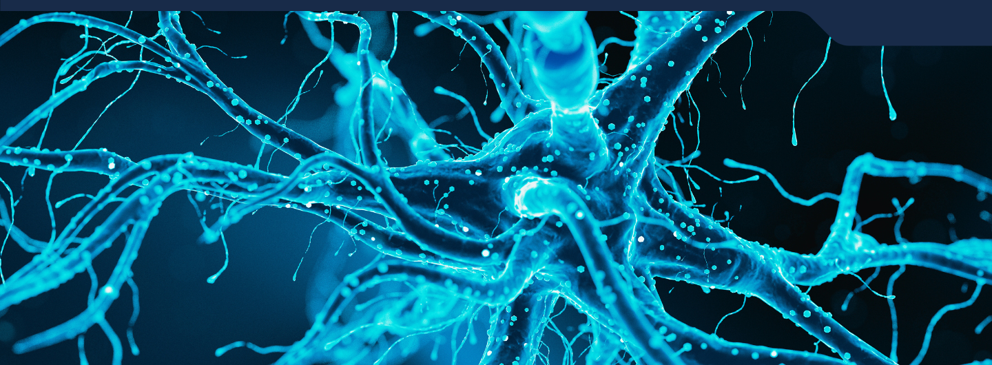 Computer Generated Neuron Graphic in the color blue